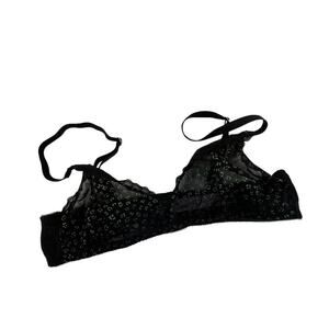 Savage X Fenty Black Bralette Size Large Rainbow Animal Print Semi Sheer Bra